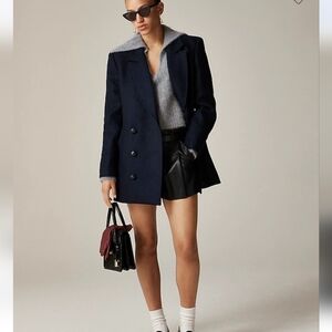 J. Crew Classic Peacoat in Italian Wool-blend Melton - navy